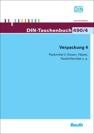 Publikace  DIN-Taschenbuch 490/4; Verpackung 4; Packmittel 2: Dosen, Fässer, Packhilfsmittel u. a 29.5.2012 náhled