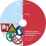 Publikace  Beuth Praxis; Sicherheitszeichen nach DIN EN ISO 7010 und DIN 4844-2; Normen und Grafiken als TIFF-Dateien 21.10.2014 náhled