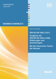 Publikace  Normen-Handbuch; DIN EN ISO 9001:2015 - Vergleich mit DIN EN ISO 9001:2008, Änderungen und Auswirkungen - Mit den deutschen Texten der Normen 14.1.2016 náhled