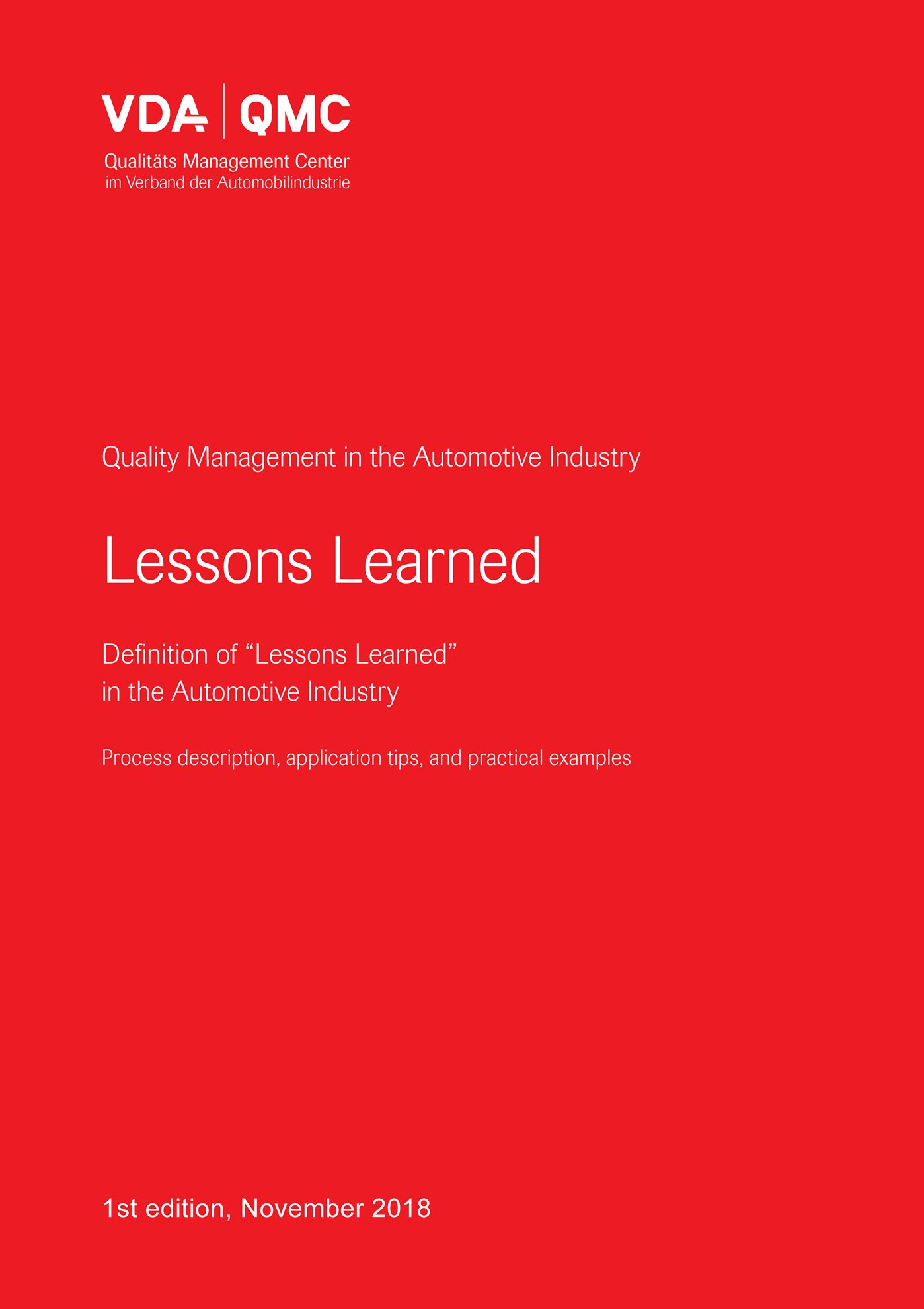 Publikace  VDA Lessons Learned - Definition of 