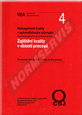 Publikace  VDA 4 - Zajištění kvality v oblasti procesů. 2. přepracované a rozšířené vydání 2009, aktualizováno březen 2010, doplněno prosinec 2011, (české 2013). 1.12.2013 náhled